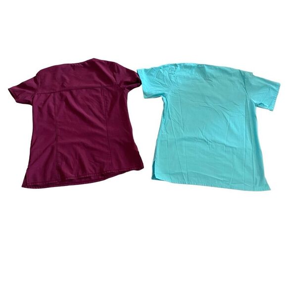 Set of 2 Scrub Tops Scrub HQ Peaches Uniforms Workwear Career Healthcare Work Me - Picture 2 of 10